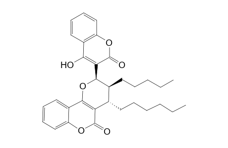 (2R*,3S*,4S*)-4-Hexyl-3,4-dihydro-2-[4'-hydroxy-2'-oxo-2'H-1'-benzopyran-3'-yl]-3-pentyl-2H,5H-pyrano[3,2-c]benzopyran-5-one