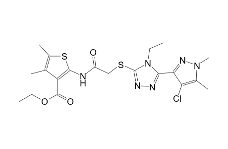 ethyl 2-[({[5-(4-chloro-1,5-dimethyl-1H-pyrazol-3-yl)-4-ethyl-4H-1,2,4-triazol-3-yl]sulfanyl}acetyl)amino]-4,5-dimethyl-3-thiophenecarboxylate
