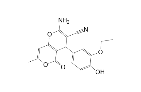 4H,5H-pyrano[4,3-b]pyran-3-carbonitrile, 2-amino-4-(3-ethoxy-4-hydroxyphenyl)-7-methyl-5-oxo-