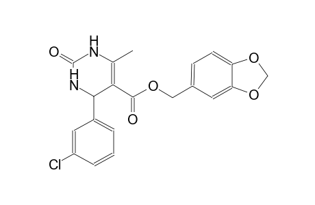 5-pyrimidinecarboxylic acid, 4-(3-chlorophenyl)-1,2,3,4-tetrahydro-6-methyl-2-oxo-, 1,3-benzodioxol-5-ylmethyl ester