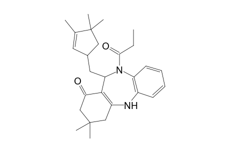 3,3-Dimethyl-10-propionyl-11-(3,4,4-trimethyl-cyclopent-2-enylmethyl)-2,3,4,5,10,11-hexahydro-dibenzo[b,e][1,4]diazepin-1-one