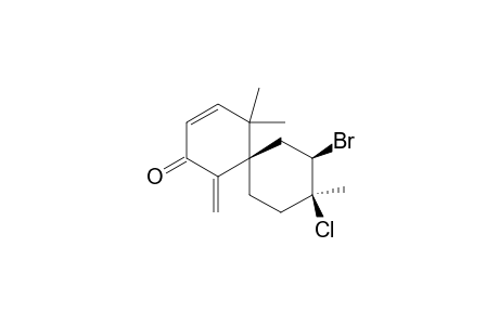 Spiro[5.5]undec-3-en-2-one, 8-bromo-9-chloro-5,5,9-trimethyl-1-methylene-, [6R-(6.alpha.,8.alpha.,9.beta.)]-