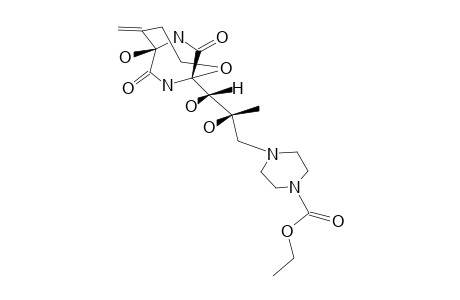 4-[(2S,3S)-2,3-dihydroxy-3-[(1S,6R)-6-hydroxy-8,10-diketo-5-methylene-2-oxa-7,9-diazabicyclo[4.2.2]decan-1-yl]-2-methyl-propyl]piperazine-1-carboxylic acid ethyl ester