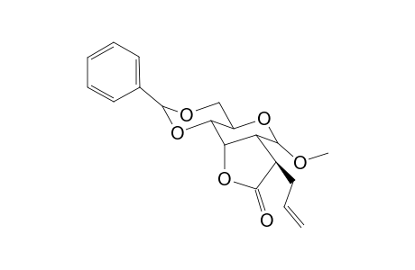 Methyl 5'(R)-2-deoxy-5'-(1-hexyl)-2-(2-oxoethyl)-4,6-O-(phenylmethylene)-5'(2-propenyl)-.alpha.,D-allohexapyranoside 2',3-lactone