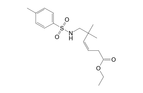 Ethyl N-(p-tolylsulfonyl)-5,5-dimethyl-6-amino-3-hexenoate