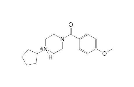 1-cyclopentyl-4-(4-methoxybenzoyl)piperazin-1-ium