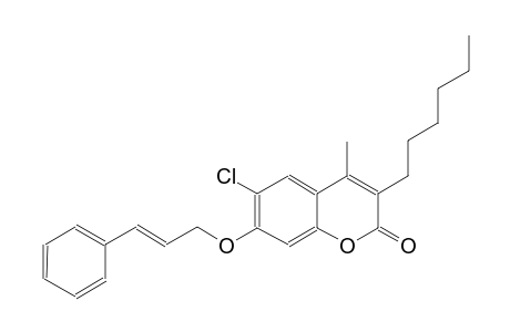 2H-1-benzopyran-2-one, 6-chloro-3-hexyl-4-methyl-7-[[(2E)-3-phenyl-2-propenyl]oxy]-