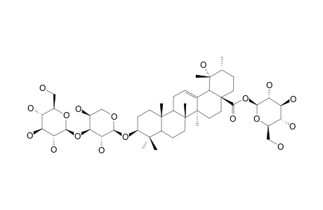 RANDIASAPONIN-III;3-O-BETA-D-GLUCOPYRANOSYL-(1->3)-ALPHA-L-ARABINOPYRANOSYL-POMOLIC-ACID-28-BETA-D-GLUCOPYRANOSYLESTER