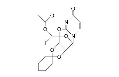 Anhydro-1-(5-O-acetyl-2,3-O-cyclohexylidene-5-C-iodo.beta.-D-erythro-pentodialdofuranosyl-4-ulose)-uracil