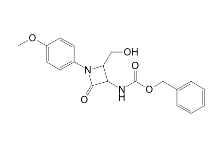 (phenylmethyl) N-[2-(hydroxymethyl)-1-(4-methoxyphenyl)-4-oxidanylidene-azetidin-3-yl]carbamate