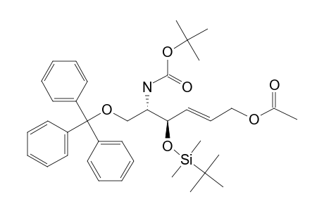 (-)-(4E)-6-O-ACETYL-2-[(TERT.-BUTOXYCARBONYL)-AMINO]-3-O-[TERT.-BUTYL-(DIMETHYL)-SILYL]-2,4,5-TRIDEOXY-1-O-TRITYL-D-ERYTHRO-HEX-4-ENITOL