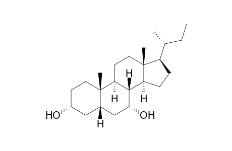 (3R,5S,7R,8R,9S,10S,13R,14S,17R)-10,13-dimethyl-17-[(1R)-1-methylpropyl]-2,3,4,5,6,7,8,9,11,12,14,15,16,17-tetradecahydro-1H-cyclopenta[a]phenanthrene-3,7-diol
