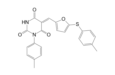 (5Z)-1-(4-methylphenyl)-5-[[5-(4-methylphenyl)sulfanylfuran-2-yl]methylidene]-1,3-diazinane-2,4,6-trione