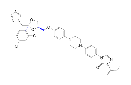 cis-1-sec-butyl-4-{p-{4-{p-{{2-(2,4-dichlorophenyl)-2-[(1H-1,2,4-triazol-1-yl)methyl]-1,3-dioxolan-4-yl]methoxy}phenyl}-1-piperazinyl}phenyl}-deltasquare-1,2,4-triazolin-5-one