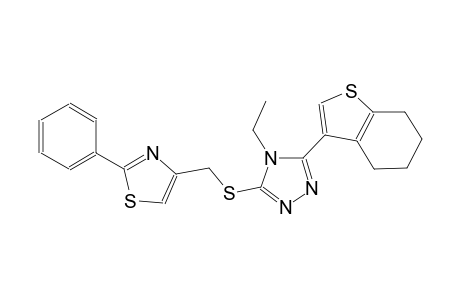 4-ethyl-3-{[(2-phenyl-1,3-thiazol-4-yl)methyl]sulfanyl}-5-(4,5,6,7-tetrahydro-1-benzothien-3-yl)-4H-1,2,4-triazole