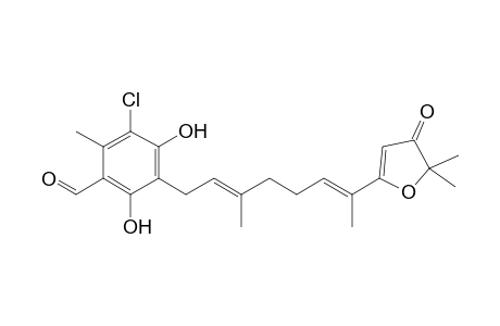 3-Chloranyl-5-[(2E,6E)-7-(5,5-dimethyl-4-oxidanylidene-furan-2-yl)-3-methyl-octa-2,6-dienyl]-2-methyl-4,6-bis(oxidanyl)benzaldehyde