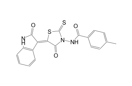 4-methyl-N-[(5Z)-4-oxo-5-(2-oxo-1,2-dihydro-3H-indol-3-ylidene)-2-thioxo-1,3-thiazolidin-3-yl]benzamide