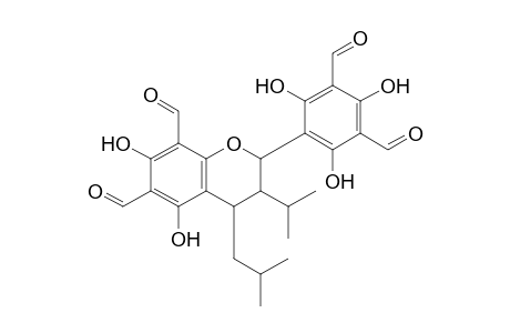 2-(3,5-diformyl-2,4,6-trihydroxy-phenyl)-5,7-dihydroxy-4-isobutyl-3-isopropyl-chroman-6,8-dicarbaldehyde