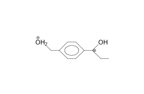 (4-Hydroxonium-methyl-phenyl)-hydroxy-ethyl-carbenium dication