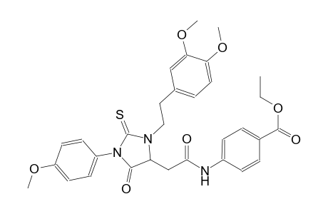 ethyl 4-({[3-[2-(3,4-dimethoxyphenyl)ethyl]-1-(4-methoxyphenyl)-5-oxo-2-thioxo-4-imidazolidinyl]acetyl}amino)benzoate