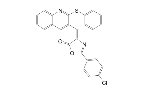 5(4H)-oxazolone, 2-(4-chlorophenyl)-4-[[2-(phenylthio)-3-quinolinyl]methylene]-, (4E)-