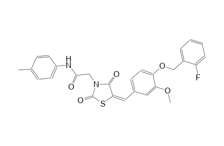 2-((5E)-5-{4-[(2-fluorobenzyl)oxy]-3-methoxybenzylidene}-2,4-dioxo-1,3-thiazolidin-3-yl)-N-(4-methylphenyl)acetamide