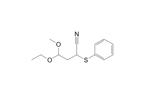 4-Ethoxy-4-methoxy-2-phenylthiobutanenitrile