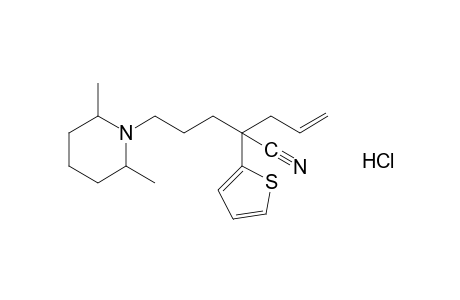 alpha-allyl-2,6-dimethyl-alpha-(2-thienyl)-1-piperidinevaleronitrile, hydrochloride