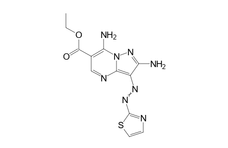 Ethyl 2,7-diamino-3-(thiazol-2-yldiazenyl)pyrazolo[1,5-a]pyrimidine-6-carboxylate
