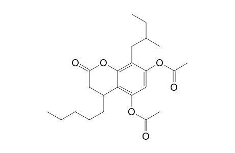 2H-1-Benzopyran-2-one, 5,7-bis(acetyloxy)-3,4-dihydro-8-(2-methylbutyl)-4-pentyl-