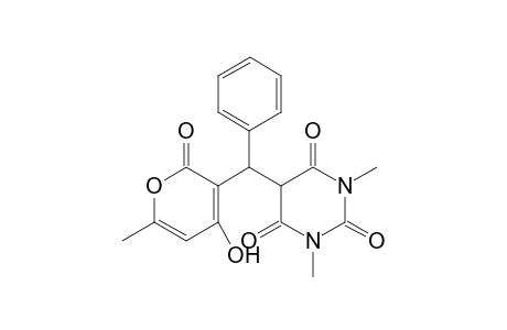 5-[(4-Hydroxy-6-methyl-2-oxo-2H-pyran-3-yl)(phenyl)methyl]-1,3-dimethylpyrimidine-2,4,6(1H,3H,5H)-trione