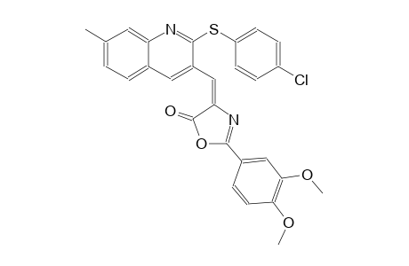 5(4H)-oxazolone, 4-[[2-[(4-chlorophenyl)thio]-7-methyl-3-quinolinyl]methylene]-2-(3,4-dimethoxyphenyl)-, (4E)-