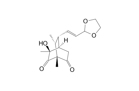 (1R*,3S*,4R*,7R*,8S*)-8-[2-(1,3-Dioxolan-2-yl)-vinyl]-3-hydroxy-1,3,7-trimethylbicyclo[2.2.2]-octane-2,6-dione