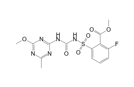 Benzoic acid, 2-fluoro-6-[[[[(4-methoxy-6-methyl-1,3,5-triazin-2-yl)amino]carbonyl]amino]sulfonyl]-, methyl ester