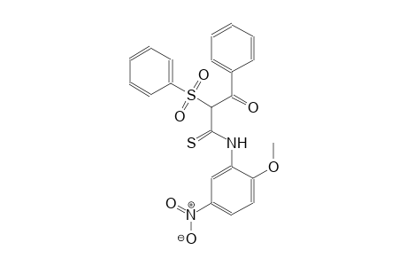 N-(2-methoxy-5-nitrophenyl)-3-oxo-3-phenyl-2-(phenylsulfonyl)propanethioamide