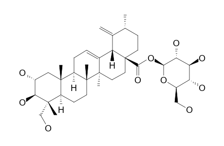 QUADRANOSIDE-VIII;2-ALPHA,3-BETA,23-TRIHYDROXY-URS-12,19(29)-DIEN-28-OIC-ACID-28-O-BETA-D-GLUCOPYRANOSIDE