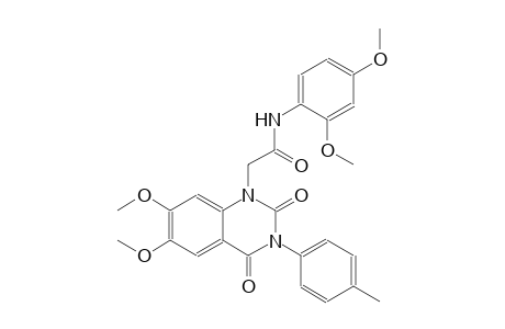 2-(6,7-dimethoxy-3-(4-methylphenyl)-2,4-dioxo-3,4-dihydro-1(2H)-quinazolinyl)-N-(2,4-dimethoxyphenyl)acetamide