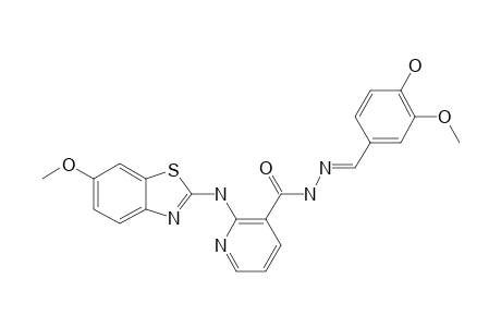 2-[N-(6-METHOXYBENZOTHIAZOLYL)-AMINO]-PYRIDINE-3-(3-METHOXY-4-HYDROXYPHENYL)-HYDRAZONE
