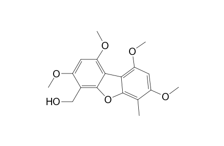 4-Dibenzofuranmethanol, 1,3,7,9-tetramethoxy-6-methyl-