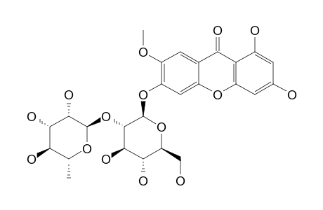 POLYGALAXANTHONE-V;6-O-[ALPHA-L-RHAMNOPYRANOSYL-(1->2)-BETA-D-GLUCOPYRANOSYL]-1,3-DIHYDROXY-7-METHOXYXANTHONE