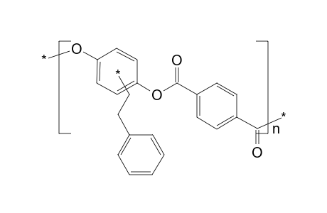 Aromatic polyester with phenylethylene side groups