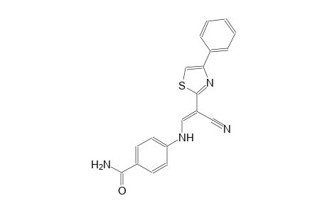 4-{[(E)-2-cyano-2-(4-phenyl-1,3-thiazol-2-yl)ethenyl]amino}benzamide