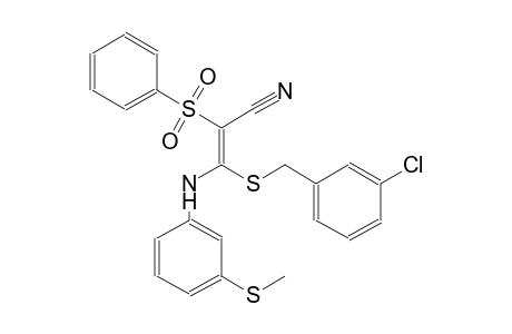 2-propenenitrile, 3-[[(3-chlorophenyl)methyl]thio]-3-[[3-(methylthio)phenyl]amino]-2-(phenylsulfonyl)-, (2E)-