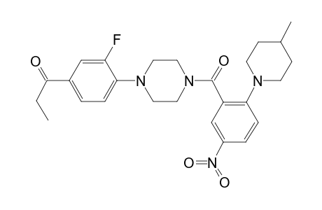 1-[3-fluoranyl-4-[4-[2-(4-methylpiperidin-1-yl)-5-nitro-phenyl]carbonylpiperazin-1-yl]phenyl]propan-1-one