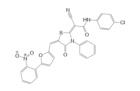 (2E)-N-(4-chlorophenyl)-2-cyano-2-((5E)-5-{[5-(2-nitrophenyl)-2-furyl]methylene}-4-oxo-3-phenyl-1,3-thiazolidin-2-ylidene)ethanamide