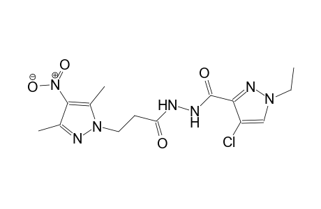 4-chloro-N'-[3-(3,5-dimethyl-4-nitro-1H-pyrazol-1-yl)propanoyl]-1-ethyl-1H-pyrazole-3-carbohydrazide