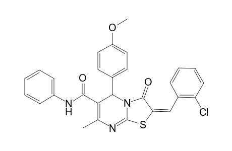 (2E)-2-(2-chlorobenzylidene)-3-keto-5-(4-methoxyphenyl)-7-methyl-N-phenyl-5H-thiazolo[3,2-a]pyrimidine-6-carboxamide
