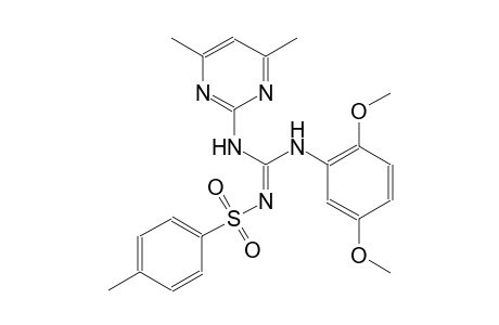 N-{(Z)-(2,5-dimethoxyanilino)[(4,6-dimethyl-2-pyrimidinyl)amino]methylidene}-4-methylbenzenesulfonamide