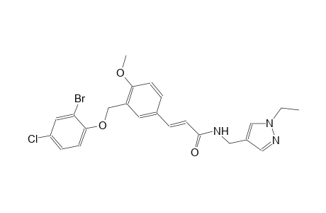 (2E)-3-{3-[(2-bromo-4-chlorophenoxy)methyl]-4-methoxyphenyl}-N-[(1-ethyl-1H-pyrazol-4-yl)methyl]-2-propenamide