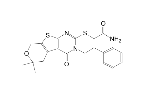 2-{[6,6-dimethyl-4-oxo-3-(2-phenylethyl)-3,5,6,8-tetrahydro-4H-pyrano[4',3':4,5]thieno[2,3-d]pyrimidin-2-yl]sulfanyl}acetamide